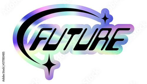 Holographic sticker in trendy retro y2k style for your design. Vector Graphic with textured foil effect. Nostalgia for the 80s, 90s, 2000s