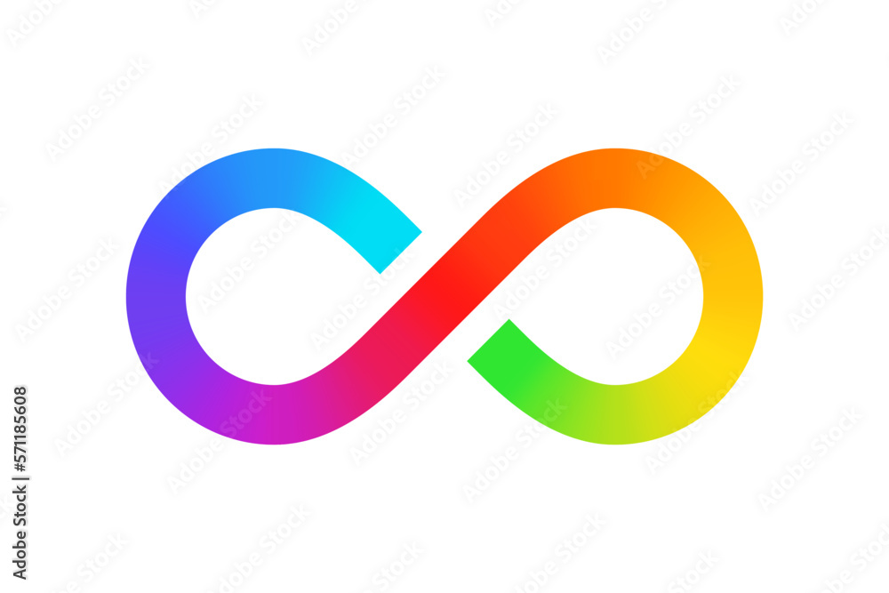 Multicolor gradient infinity symbol isolated on white background. Vector Multicolor gradient infinity symbol isolated on white background. Vector