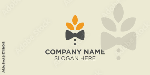 Bow tie and wheat logo design vector, restaurant logo template
