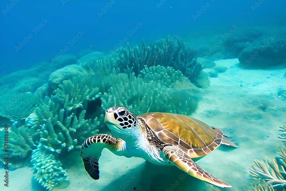海中の海亀 海中の海亀