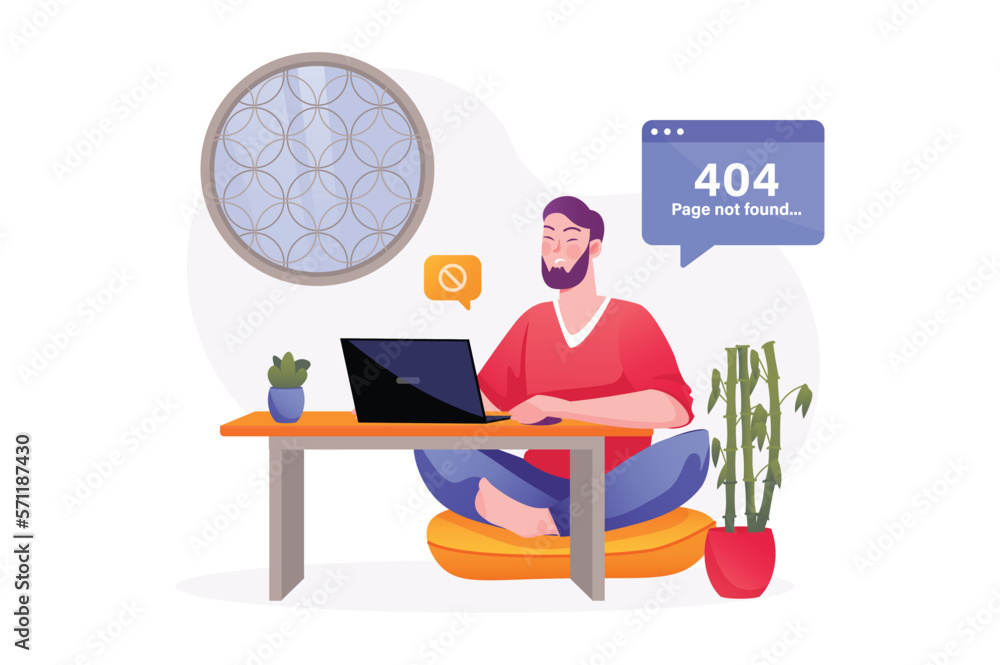 404 not found Asian concept with people scene in the flat cartoon style. Programmer trying to solve an error that occurred in the laptop. Vector illustration. 404 not found Asian concept with people scene in the flat cartoon style. Programmer trying to solve an error that occurred in the laptop. Vector illustration.