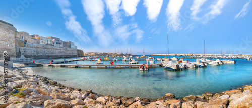 Foto Breathtaking view on harbour of Otranto in Italy with lots of boats and yachts