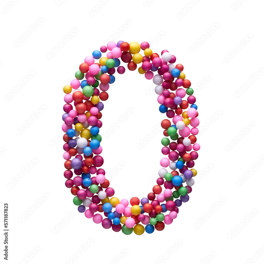 The number ZERO is made with multi-colored balls isolated on a white background. The number ZERO is made with multi-colored balls isolated on a white background.