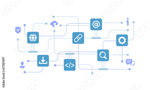 Digital communication design concept, web, Online business network connect. vector illustration