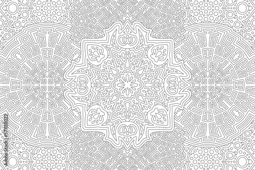 Line art for coloring book with ornate pattern