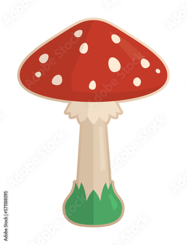 Clip art with isolated colorful amanita mushroom