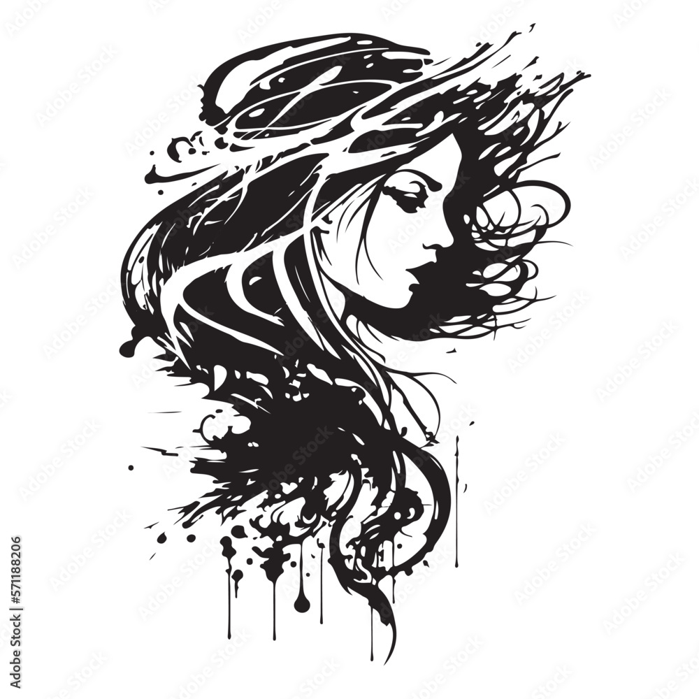 Abstract vector illustration of a beautiful woman. Female silhouette ...