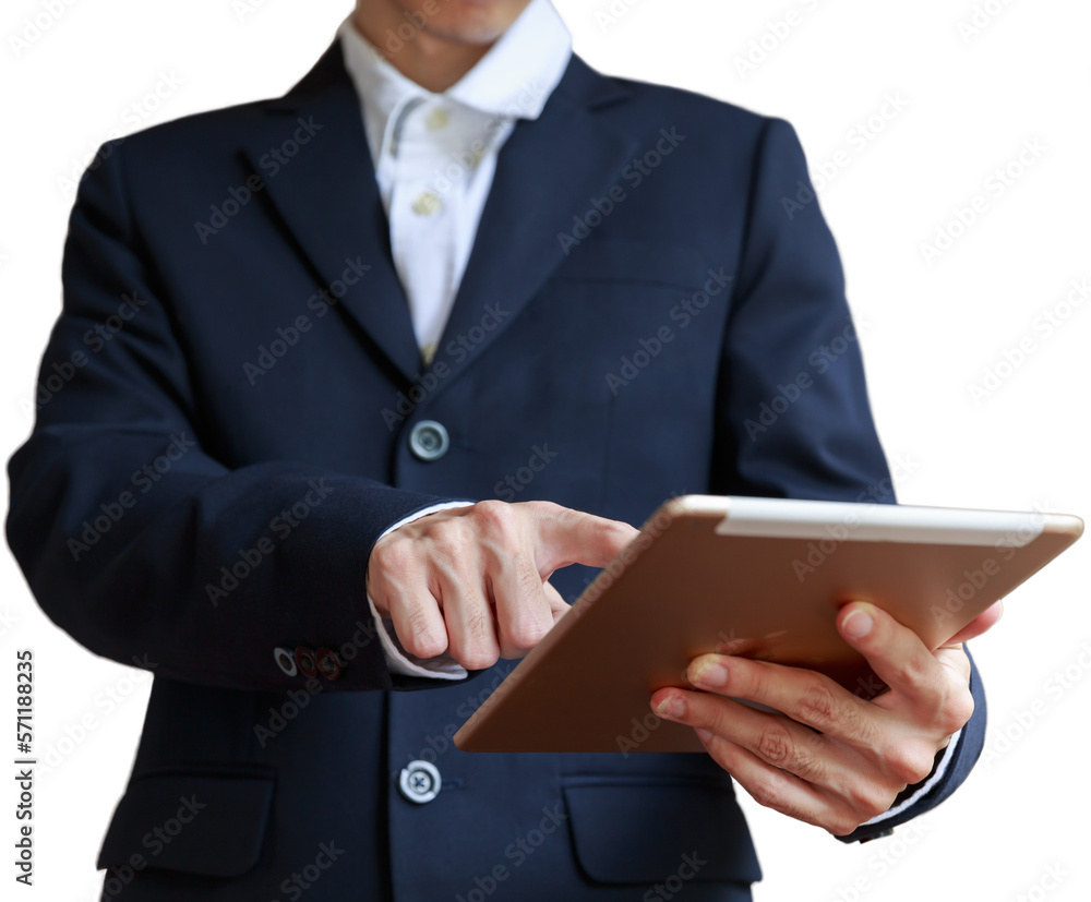Business man in formal suit holding digital tablet computer in hand Business man in formal suit holding digital tablet computer in hand