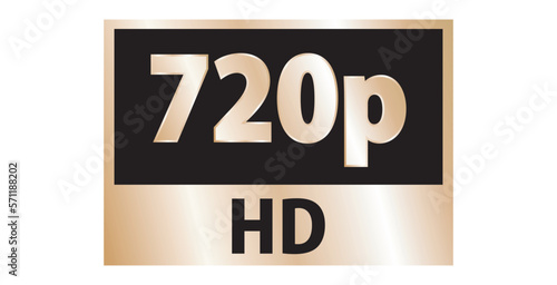 Gold 720p HD label isolated on white background photo