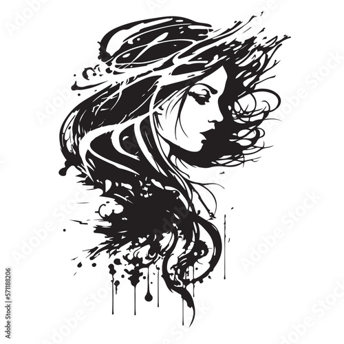 Abstract vector illustration of a beautiful woman. Female silhouette. Great for the logo of the beauty industry.