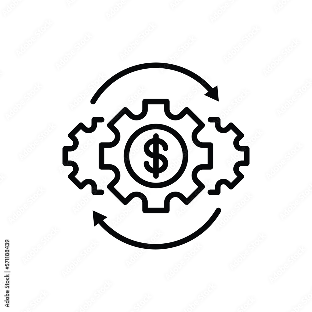 Money management thin line icon. Investment, financial circulation, financial operating, income from funds. Gear with arrows. Vector illustration. Money management thin line icon. Investment, financial circulation, financial operating, income from funds. Gear with arrows. Vector illustration.