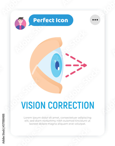Laser eye surgery flat icon..Ophthalmology. Lasik vision correction. Vector illustration.