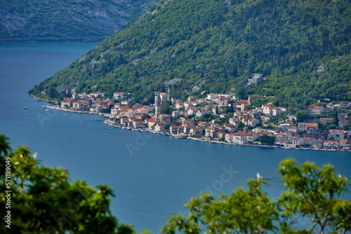 Summer view of the Bay of Kotor in Montenegro