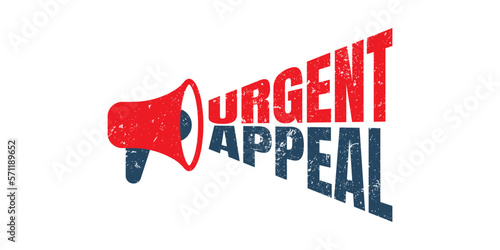 Megaphone Urgent appeal grunge rubber stamp on white background, vector illustration