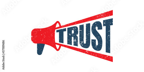Megaphone Trust grunge rubber stamp on white background, vector illustration