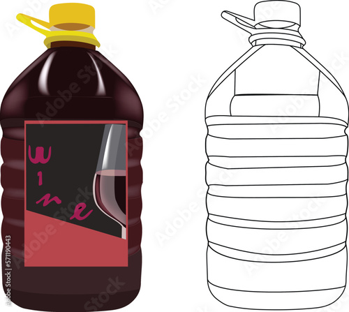 five-litre bottle containing red wine-