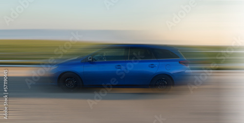 Blurred car high speed. Motion concept