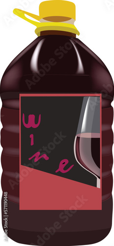 five-litre bottle containing red wine-