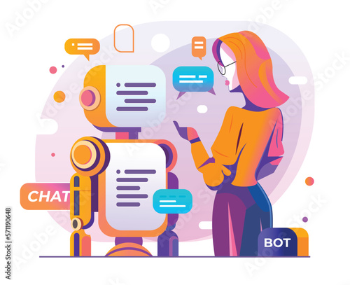ChatBot, using and chatting artificial intelligence chatbot developed by AI company. Digital chatbot, robot application, conversation assistant concept. Optimizing language models for dialogue.