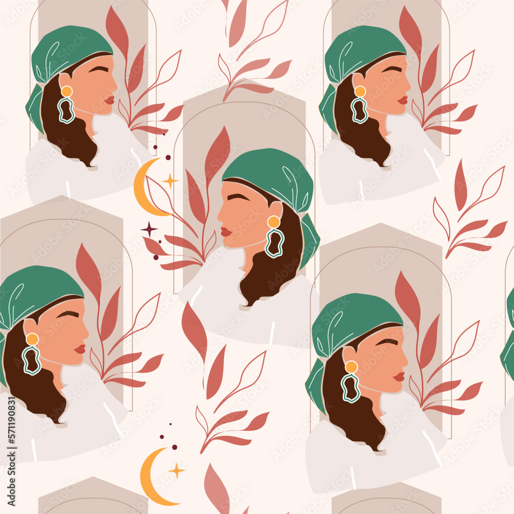 Abstract women seamless pattern. Fashion trend minimalist style Abstract women seamless pattern. Fashion trend minimalist style
