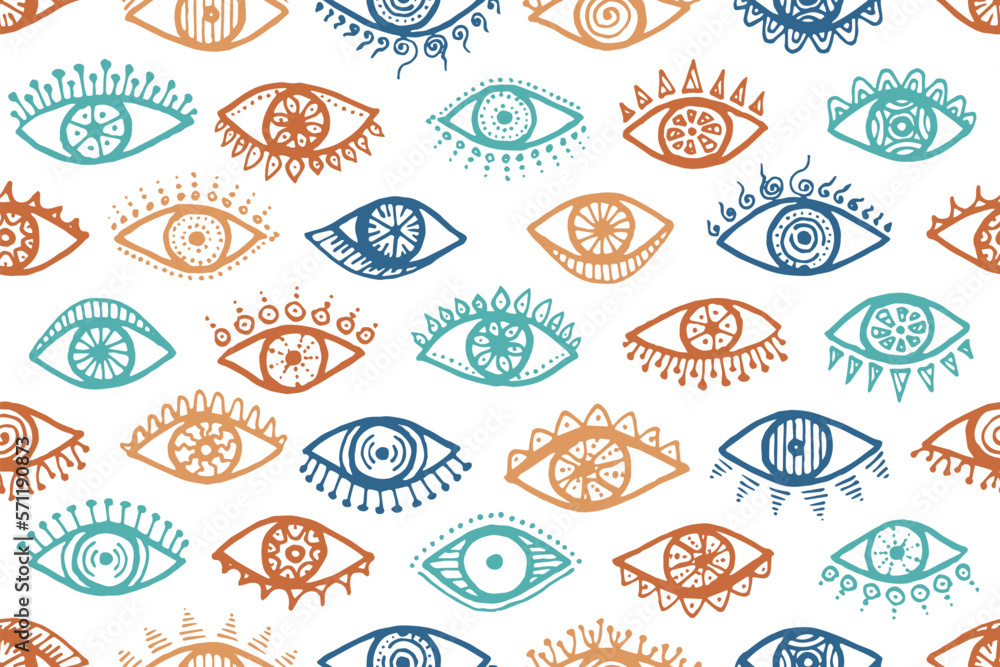 Doodle open eyes cartoon endless pattern. Pop art Doodle open eyes cartoon endless pattern. Pop art