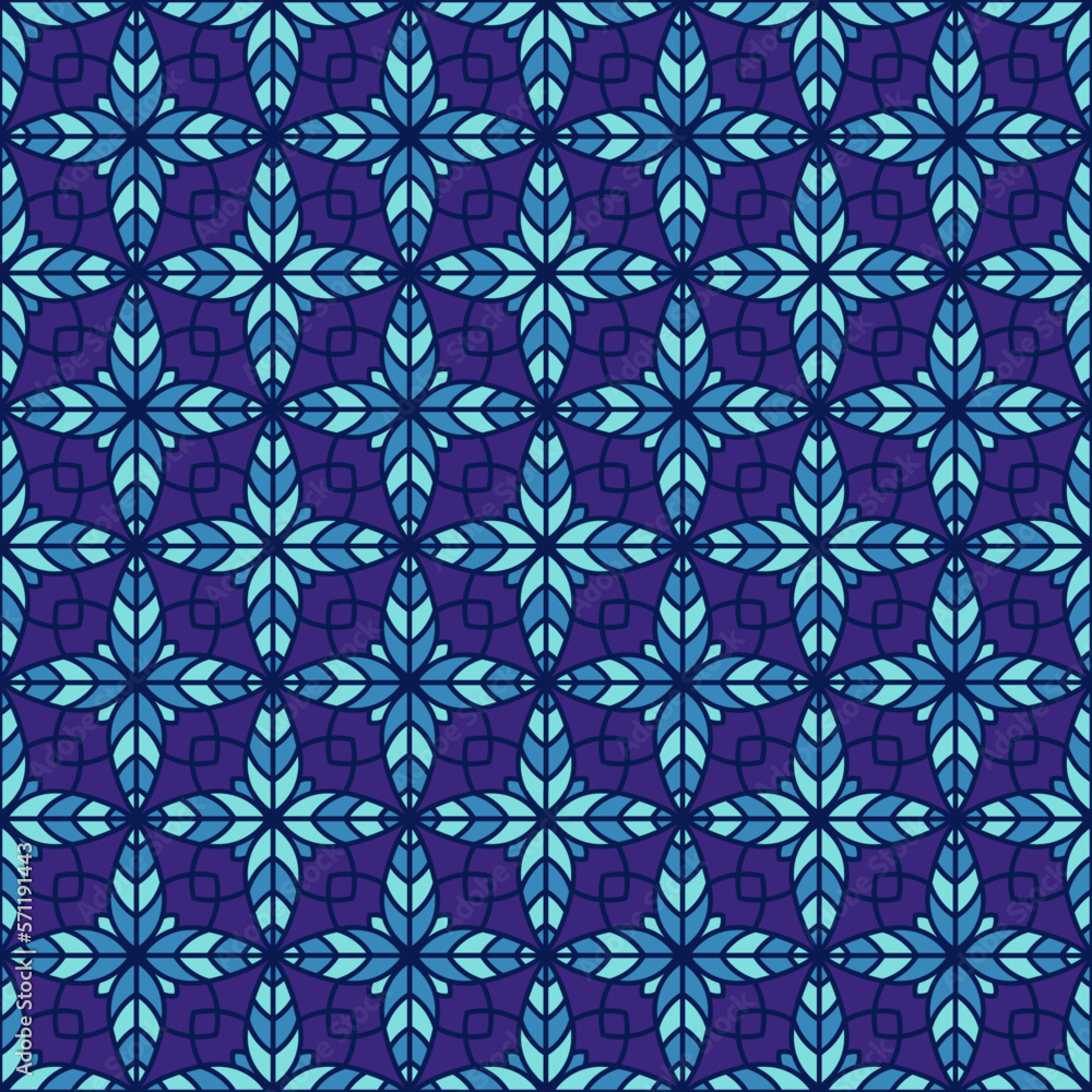 Creative floral geometry seamless vector tile pattern. Abstract flower repeating tiling wallpaper.