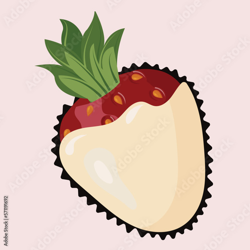 Ripe strawberries in chocolate glaze. fondue dessert. Seamless pattern. Vector illustration.