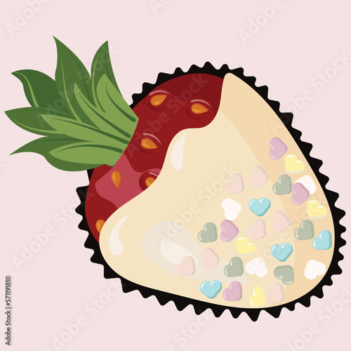 Ripe strawberries in chocolate glaze. fondue dessert. Seamless pattern. Vector illustration.