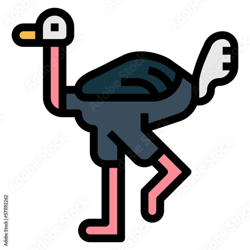 ostrich filled outline icon style