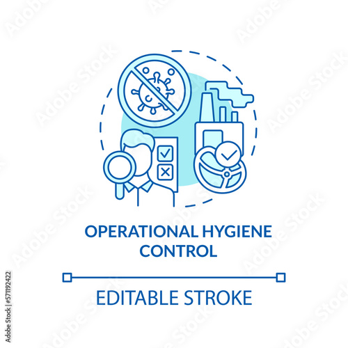 Operational hygiene control turquoise concept icon. Planning approach to HACCP abstract idea thin line illustration. Isolated outline drawing. Editable stroke. Arial, Myriad Pro-Bold fonts used