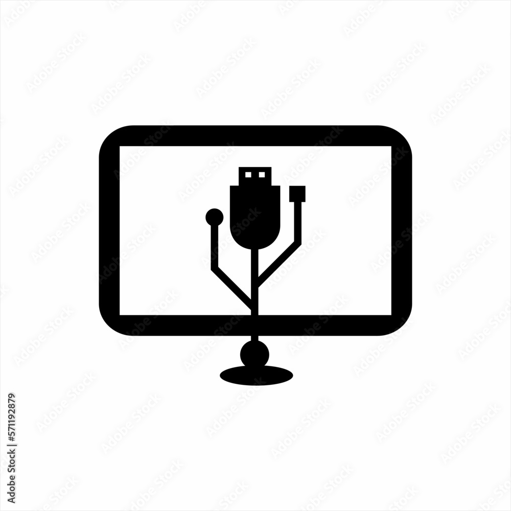 Computer screen logo design with USB.. Computer screen logo design with USB..