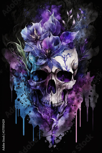 Iris Skull Watercolor - Generative AI
