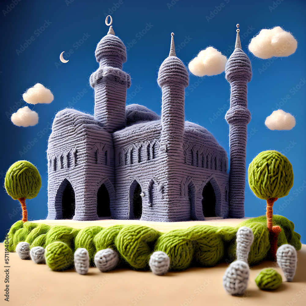 Generative AI Miniature Of Colorful Mosque Or Masjid Buildings Made Of generative-ai-miniature-of-colorful-mosque-or-masjid-buildings-made-of