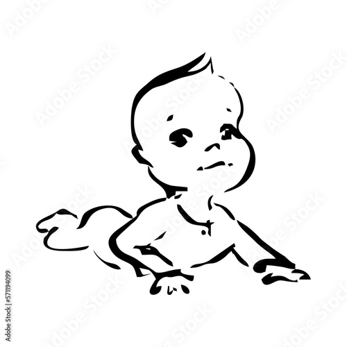 Funny and cute babies. Various poses of baby. Vector drawings
isolated. 