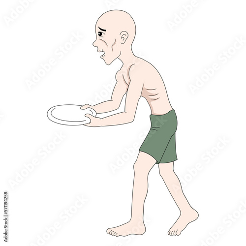 poor bald people are walking around hungry begging for money