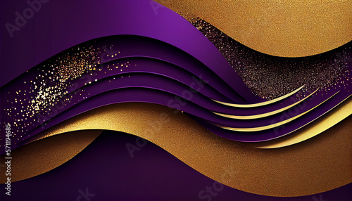 abstract purple and gold luxury wavy background