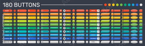 Button modern and trendy vector set. Collection of web design colorful buttons.