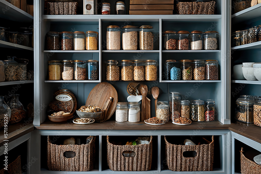 chic kitchen pantry organization and Storage - obrazy, fototapety, plakaty 