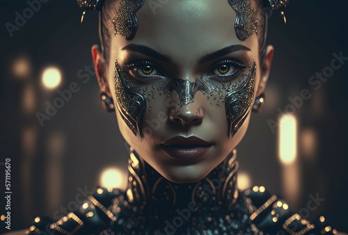 Beauty Woman in Latex Suit. Generative AI, non-existent person.	