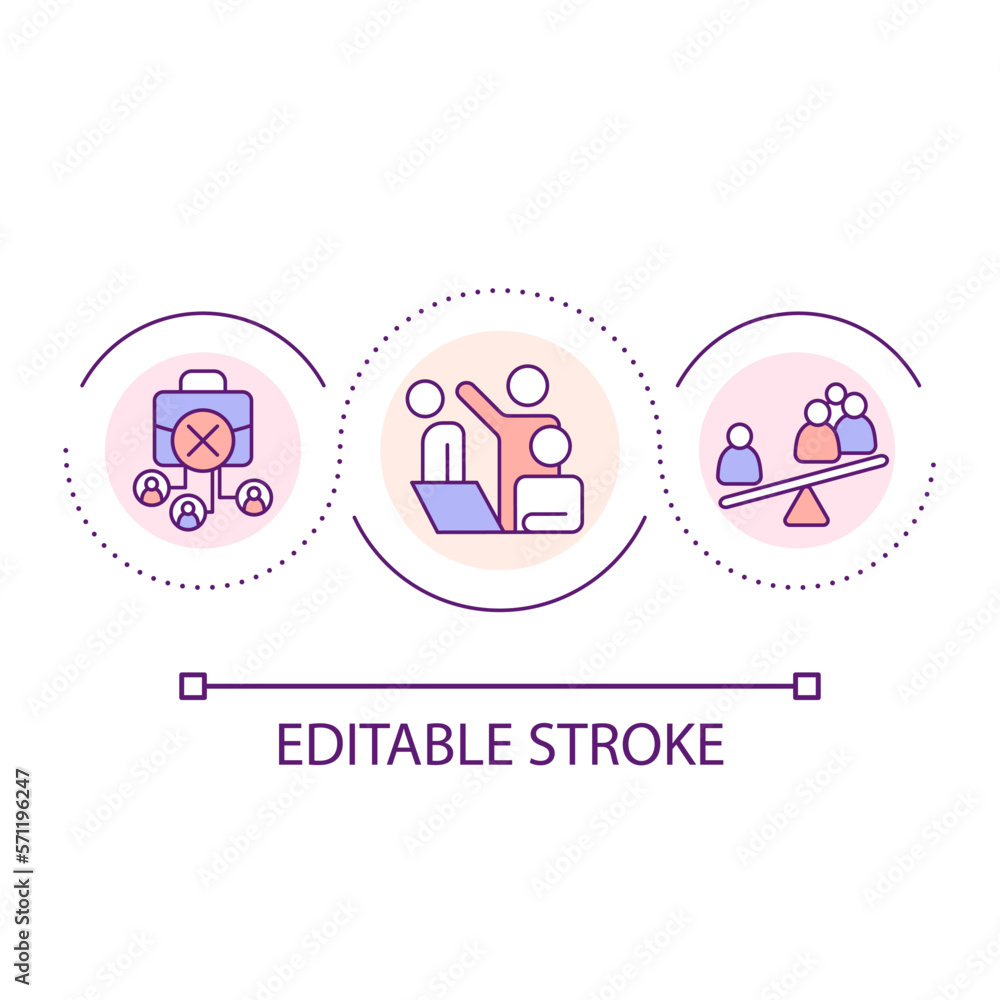Unfit employee loop concept icon. Work relationship issue. Unqualified candidate. Personnel problem abstract idea thin line illustration. Isolated outline drawing. Editable stroke. Arial font used Unfit employee loop concept icon. Work relationship issue. Unqualified candidate. Personnel problem abstract idea thin line illustration. Isolated outline drawing. Editable stroke. Arial font used