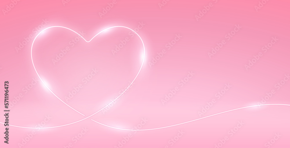 Neon Heart on Light Pink Background Neon Heart on Light Pink Background