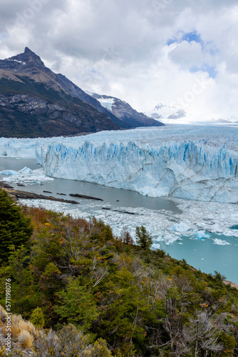 The famous glacier and natural sight Perito Moreno with the icy waters of Lago Argentino in Patagonia, Argentina, South America 