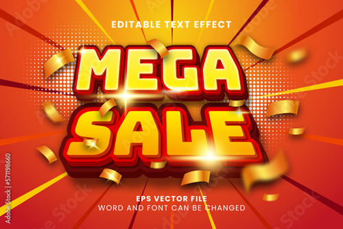 3d style Mega sale premium editable text effect with confetti