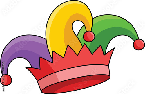 Mardi Gras Jester Hat Cartoon Colored Clipart 