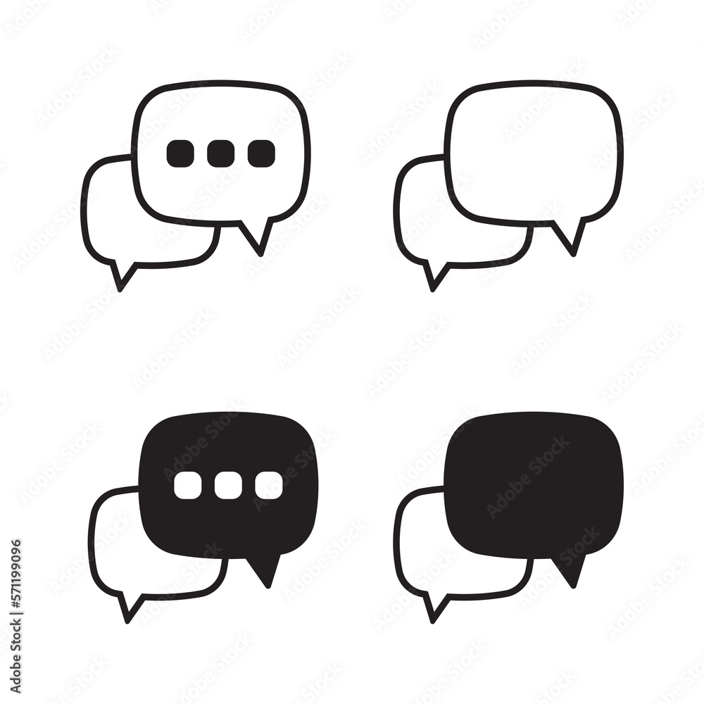 Chat icon. Talk bubble speech sign. Comment icon. Message, speech bubble vector icon. Chat icon. Talk bubble speech sign. Comment icon. Message, speech bubble vector icon.