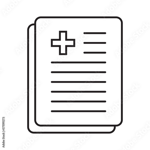 Medical record icon, medical report icon, medical history thin line icon, vector isolated.