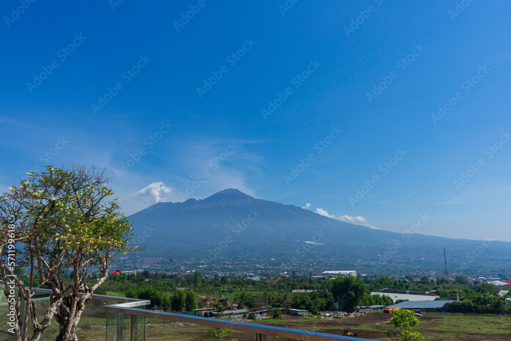 Panuramic view of mountain and blue sky in Indonesia