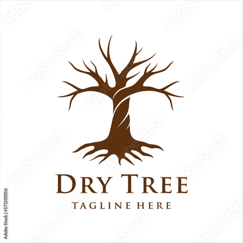 Dry tree icon logo template on white background