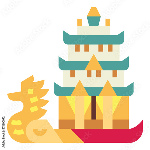 Karaweik palace flat icon style