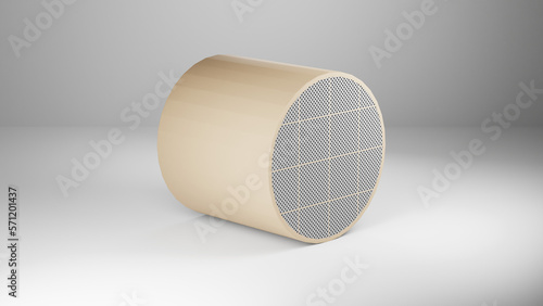 3d render of a diesel particulate filter cartridge. DPF or FAP